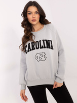 Hurt Jasnoszara damska bluza bez kaptura z haftem