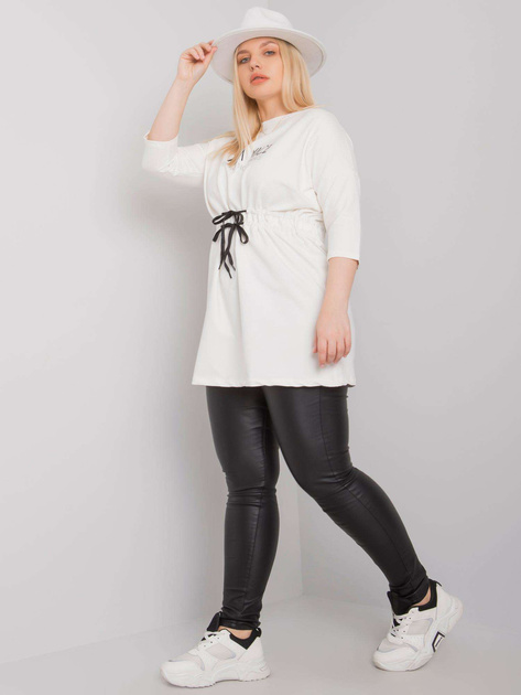 Ecru tunika plus size z wiązaniem Tulsa