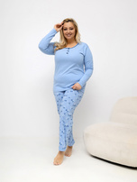 Světle modrá pyžama plus size kalhoty + tričko.