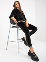 Hurt Czarny damski komplet welurowy z bluzą z kapturem 