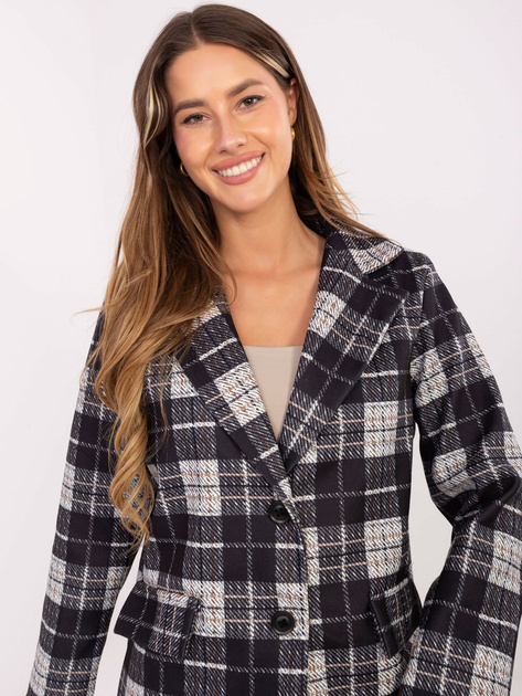Czarna gruba marynarka w kratę RUE PARIS