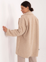 Beżowy elegancki płaszcz z kieszeniami