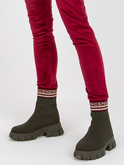 Hurt Bordowy dwuczęściowy komplet welurowy ze spodniami