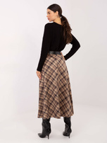 Camelowa zamszowa spódnica w kratę RUE PARIS