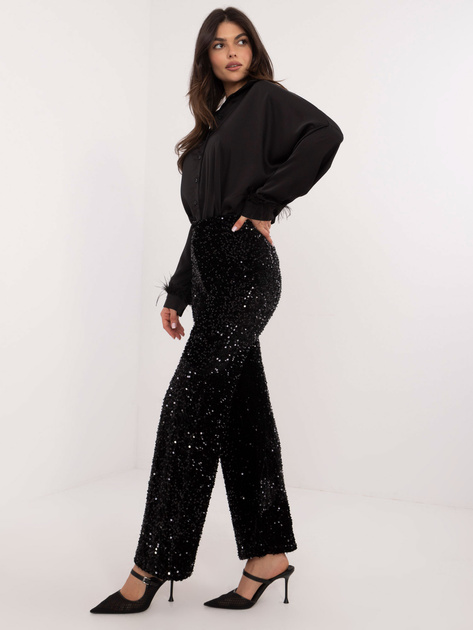 Hurtownia Czarne wieczorowe spodnie z cekinami