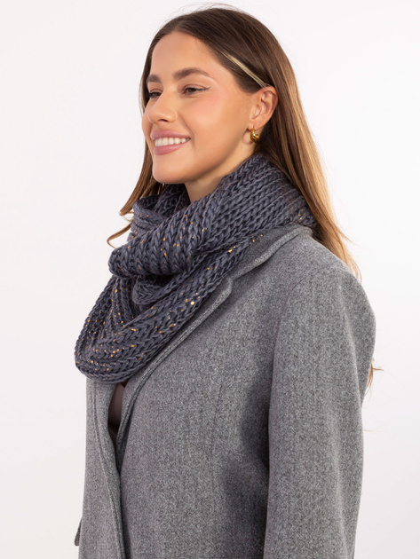 Ciemnoszary zimowy komin damski