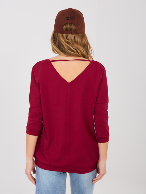 Bordowa bluzka basic z odkrytymi plecami RUE PARIS
