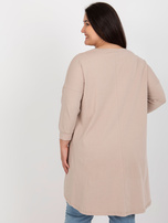 Hurtownia Beżowa dresowa tunika plus size z bawełny