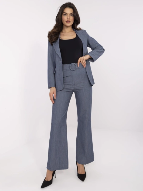 Hurt Ciemnoniebieskie melanżowe spodnie z materiału