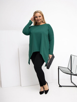 Ciemnozielona długa bluzka plus size z bawełny 