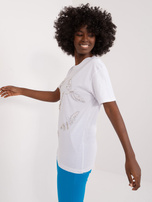 Hurtownia Biały bawełniany t-shirt z aplikacjami