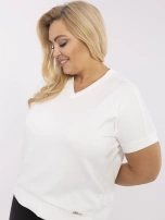 Ecru damska bluzka plus size z krótkim rękawem