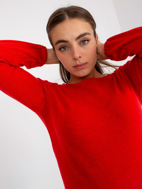 Hurt Czerwona bluzka na co dzień z okrągłym dekoltem