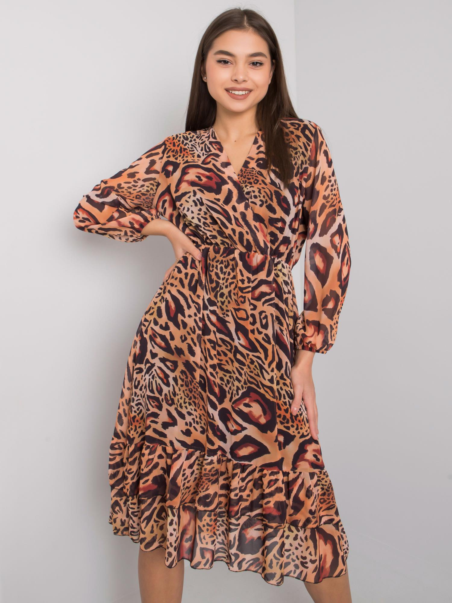 Hellebraune Kleid mit Rüsche Darina.