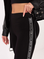 Czarno-srebrne legginsy z lampasami Akemi RUE PARIS