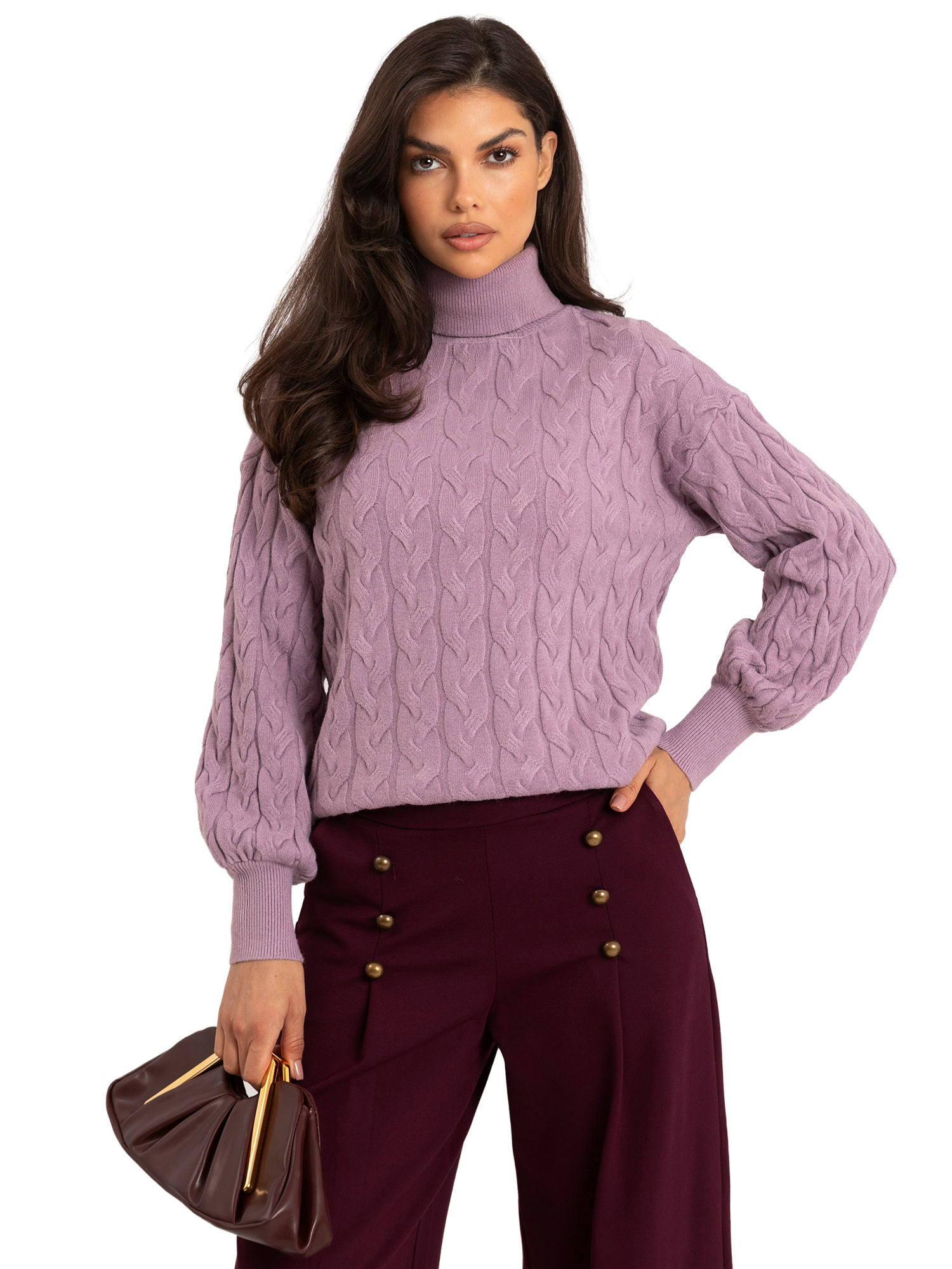 Light purple turtleneck sweater with viscose