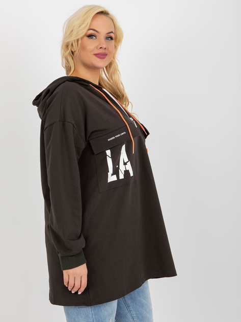 Hurt Khaki dłuższa bluza plus size z suwakiem u góry