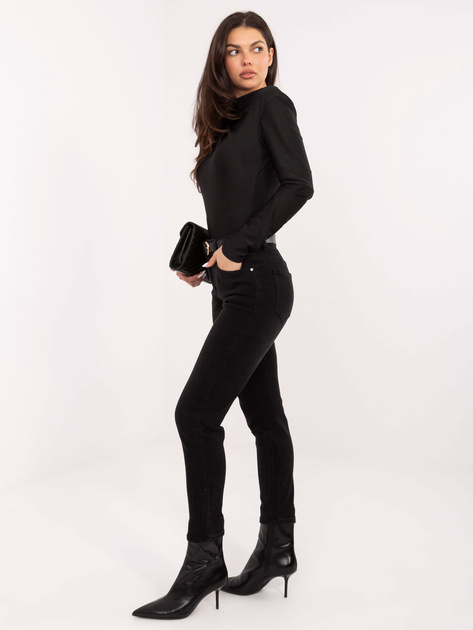 Czarne jeansy skinny ze średnim stanem