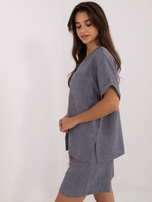 Hurt Ciemnoszary dwuczęściowy komplet letni z bluzką i szortami