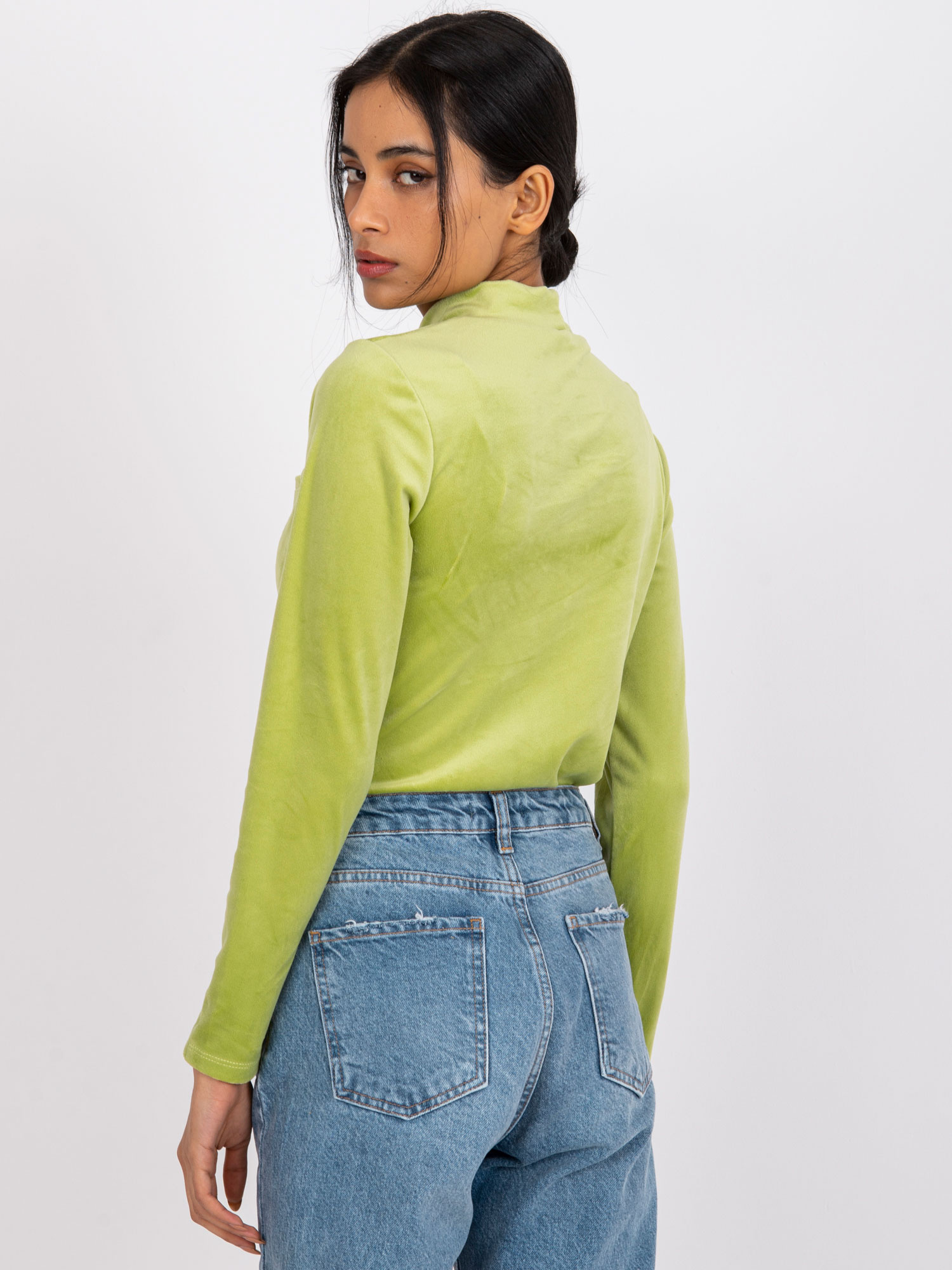 Lime Velour Blouse with Kigali Cutout
