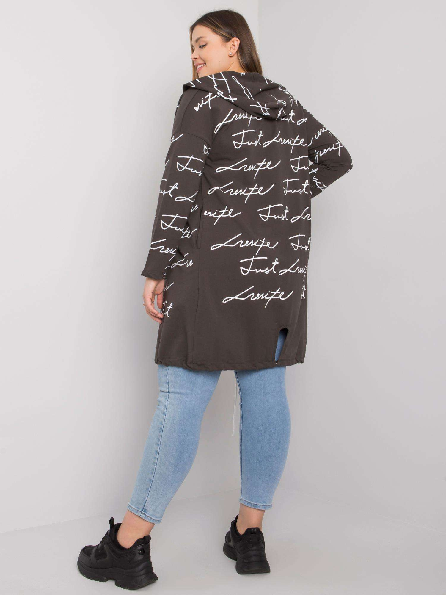 Dunkelkhaki Plus-Size-Jacke mit Parma-Drucken.