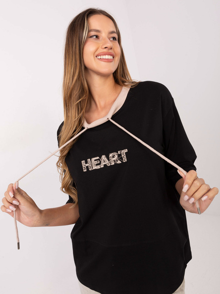 Czarna damska bluzka z haftowanym napisem