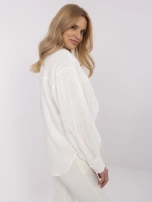 Hurt Ecru damska koszula oversize z dodatkiem lnu