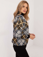 Hurt Czarna damska bluza z nadrukiem i stójką