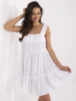 Biała krótka sukienka letnia z muślinu