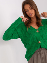 Hurt Zielony ażurowy sweter rozpinany RUE PARIS