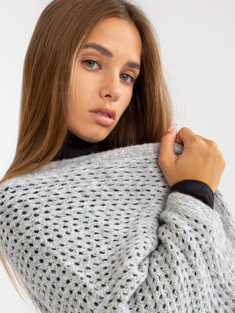 Hurtownia Szary długi ażurowy kardigan oversize OCH BELLA