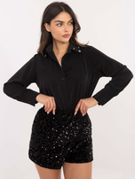 Hurt Czarne eleganckie spódnico-spodenki z cekinami
