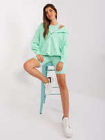 Hurt Miętowy trzyczęściowy komplet casualowy z bawełny