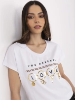 Biały bawełniany i t-shirt z nadrukiem 