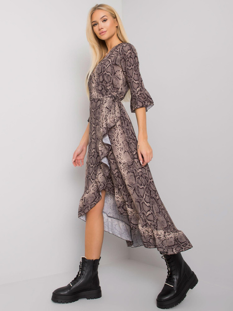 Czarno-beżowa sukienka z falbaną Marinette OCH BELLA