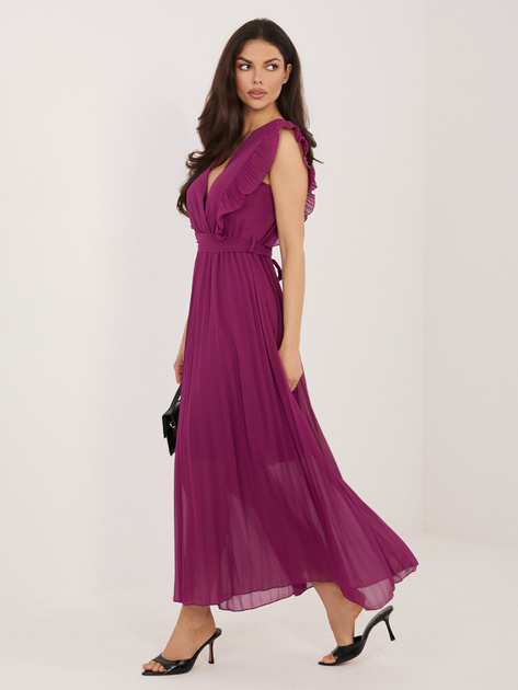 Ciemnofioletowa plisowana sukienka bez rękawów RUE PARIS