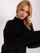 Hurtownia Czarny sweter kangurka z kapturem 
