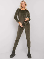 Jasny khaki komplet welurowy Clarisa RUE PARIS