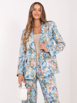 Jasnoniebieska damska marynarka w kwiaty RUE PARIS 