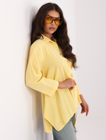 Jasnożółta asymetryczna koszula z sztruksu RUE PARIS