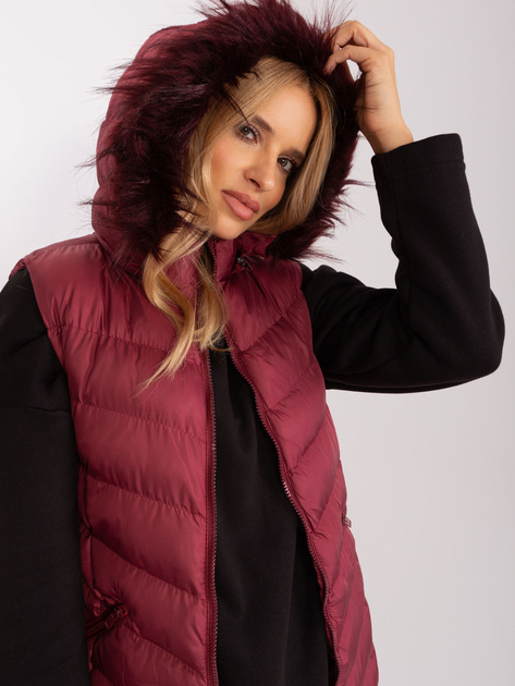 Hurt Bordowa długa kamizelka z pikowaniem RUE PARIS