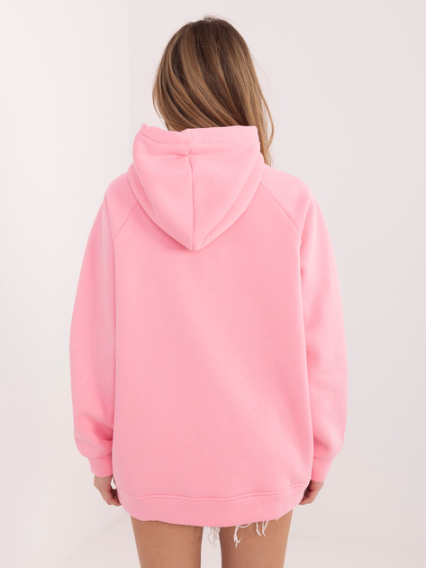 Jasnoróżowa damska bluza kangurka z ociepleniem RUE PARIS