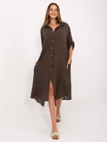Ciemnobrązowa koszulowa sukienka na lato OCH BELLA