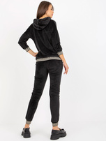 Hurt Czarny damski komplet welurowy z bluzą z kapturem 