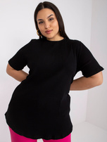 Czarna bluzka plus size w prążek Stella
