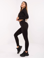 Czarny sportowy komplet z krótką bluzką Patrice 