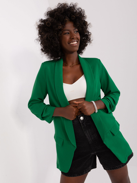 Hurt Ciemnozielona damska marynarka bez zapięcia