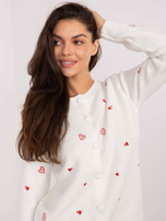 Ecru offen gestrickter Pullover mit Wolle.