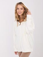 Ecru rozpinana bluza oversize z kapturem
