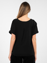 Czarna damska bluzka basic z bawełny RUE PARIS  